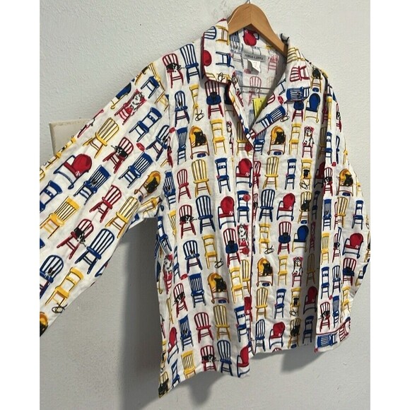 Frankie‎ & Johnny Chairs and Pets Print XL Pajama Flannel Soft Shirt - Picture 3 of 8
